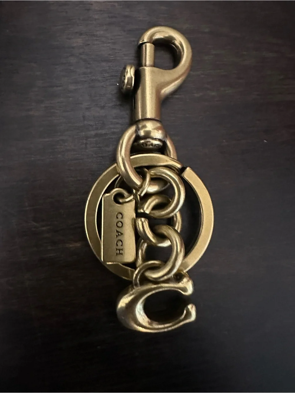 Coach Brass Tone Signature “C” Bag Charm Keychain Purse Charm